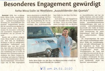 Auszubildender bei Kurz Um ausgezeichnet